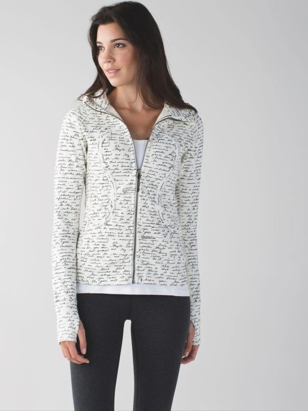 Lululemon Scuba Hoodie Jacket  Manifesto Script  Ghost Black RARE Size 8